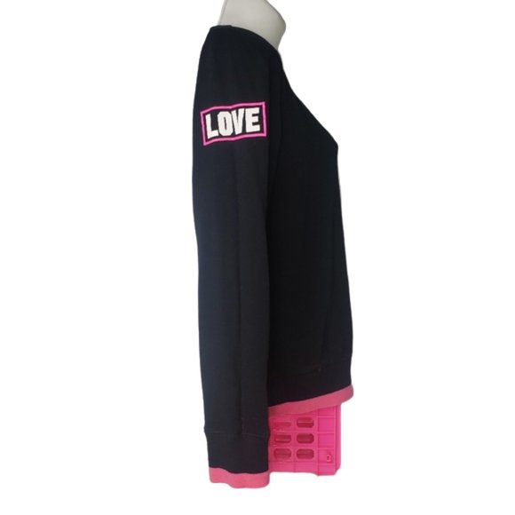 VICTORIA'S SECRET PINK BLACK AND HOT PINK PULLOVER SWEATSHIRT SIZE XS - Picture 4 of 7